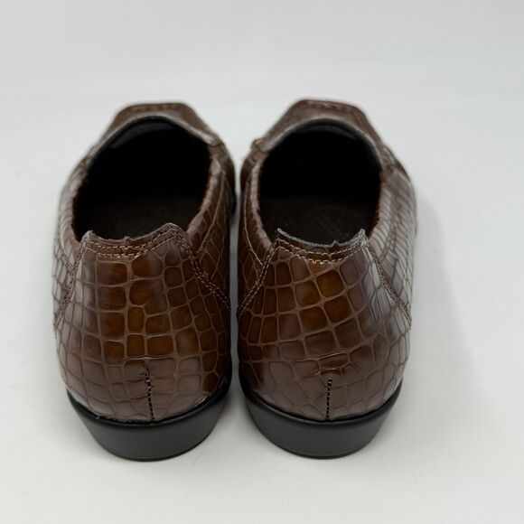 SAS Joy Loafers Womens 6.5 W Wide Brown Leather Croc Slip On Casual Comfort USA - Picture 10 of 15